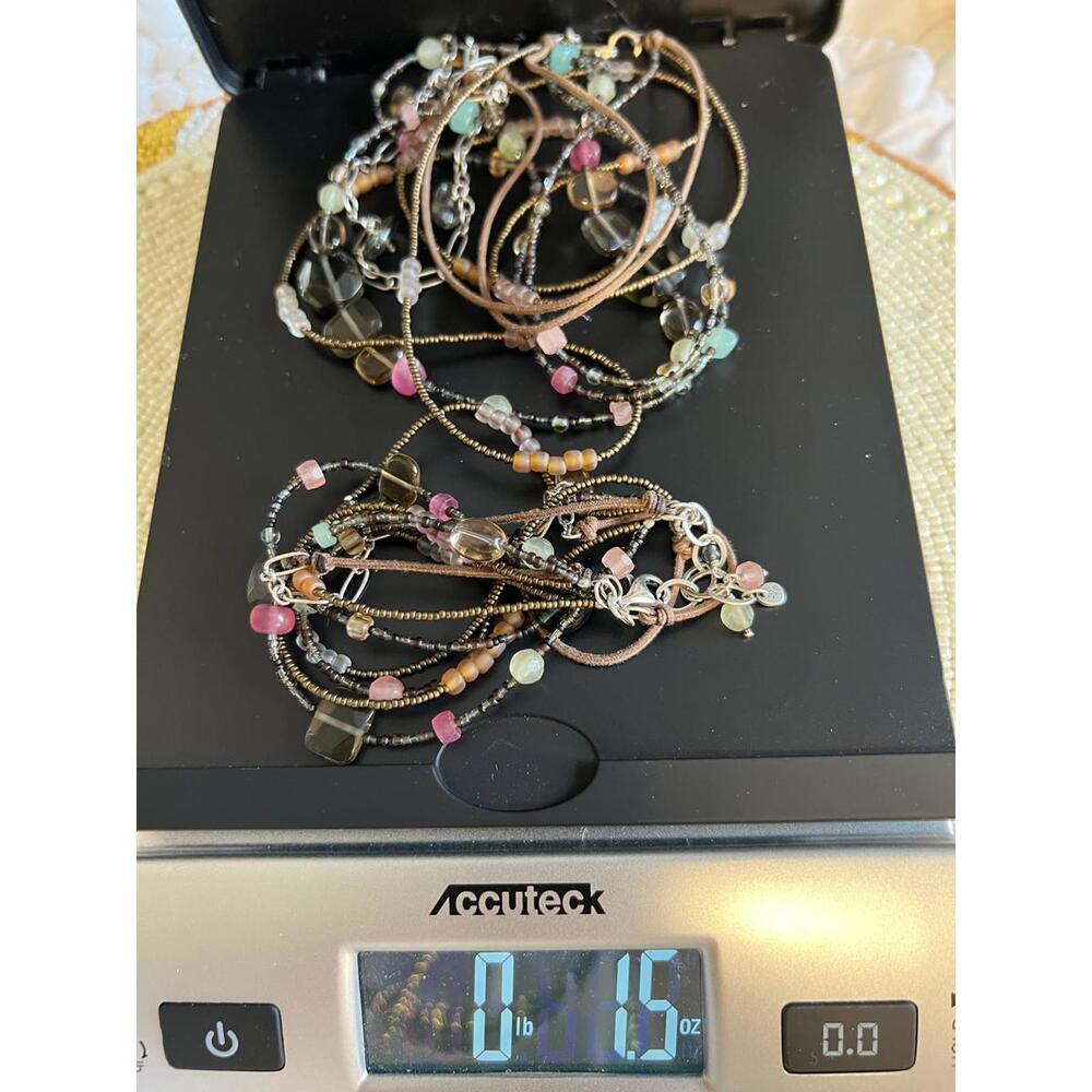 Necklace and Bracelet, S/S, Brass, Quartzite, Kyanite, Apatite & Seed Bead,